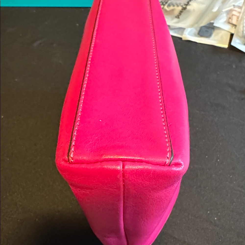 Coach Hot Pink Leather Cosmetic Pouch - Picture 7 of 11